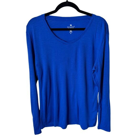 Segments 100% Merino Wool V-Neck Long Sleeve Top XL Blue-Small Holes FLAWS Read* - Picture 6 of 6